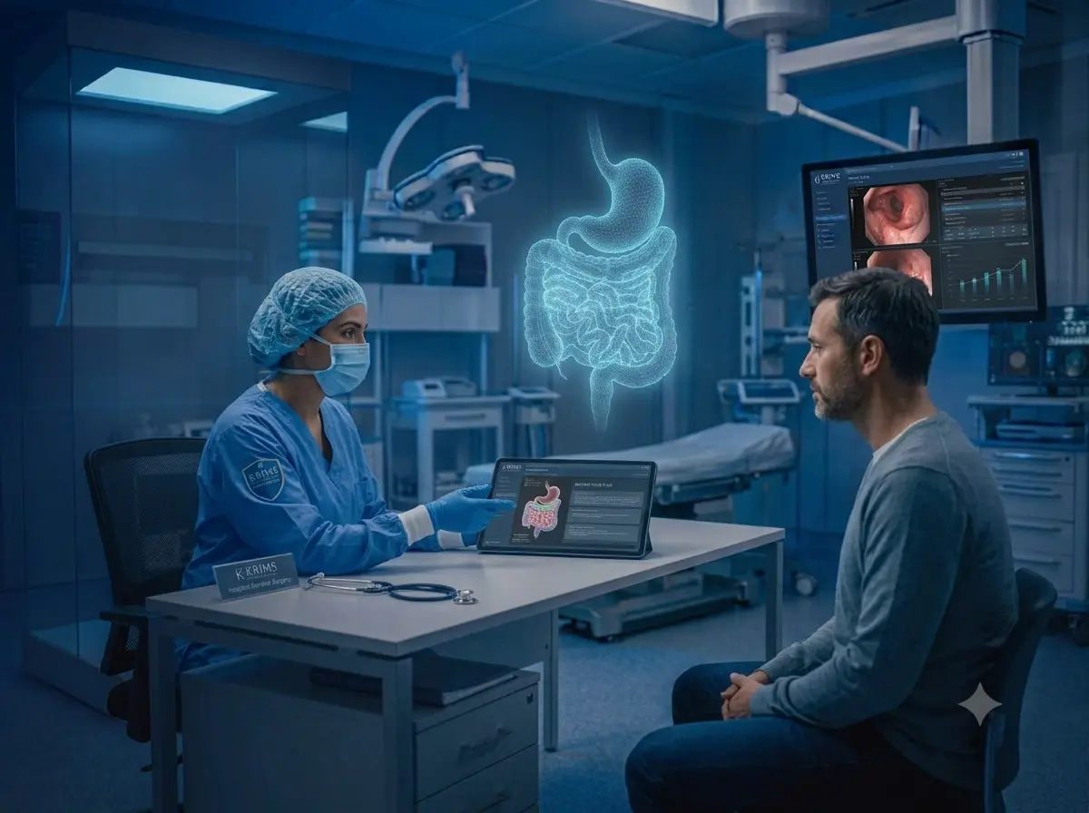KRIMS gastroenterology specialist discussing digestive health treatment with a patient