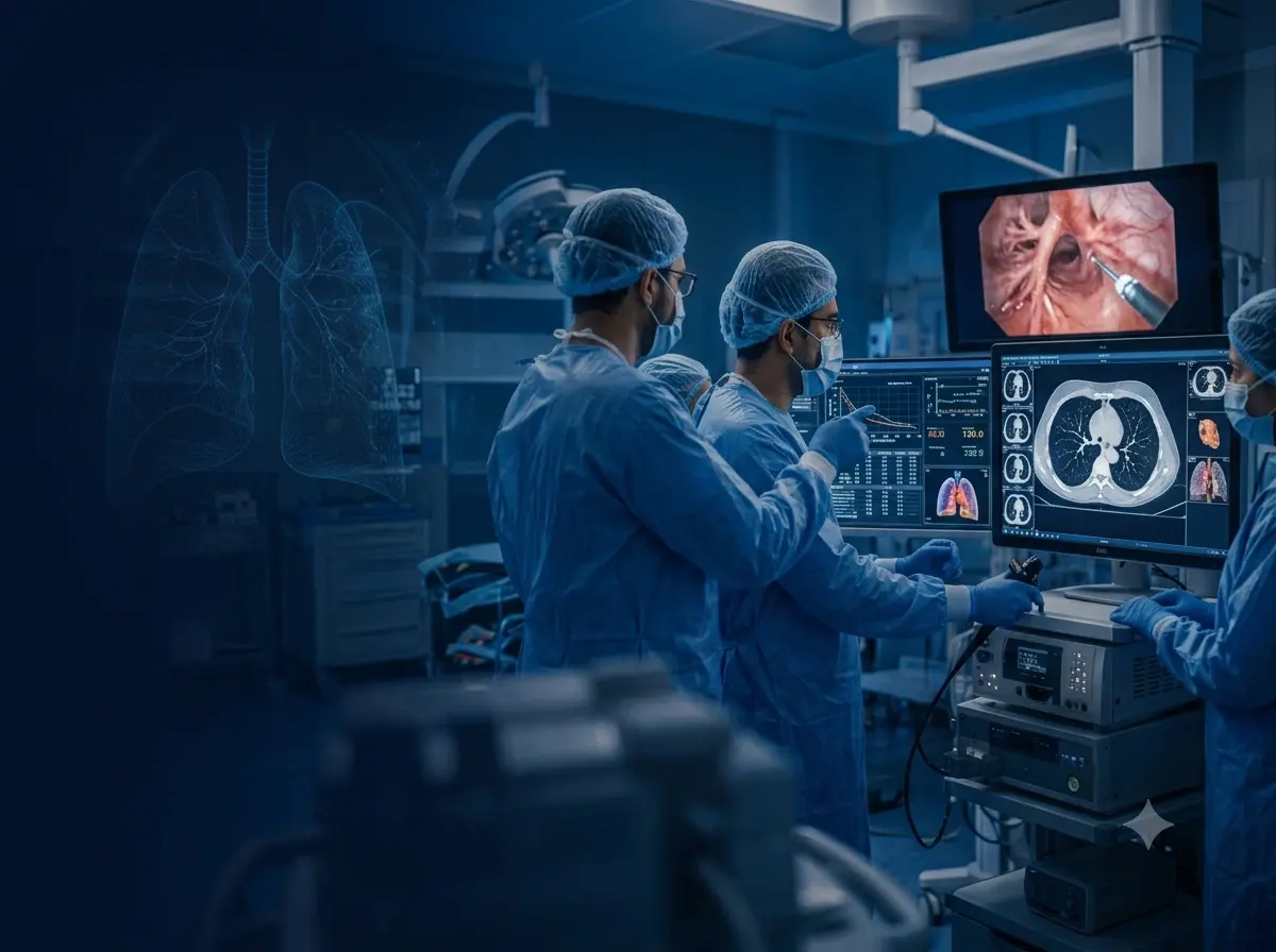 KRIMS pulmonology team reviewing lung scans and respiratory test results